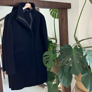 J. Crew Black Cocoon Coat in Italian stadium-cloth wool blend